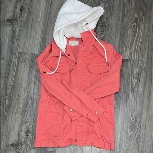 Coral Pink Hooded Jacket